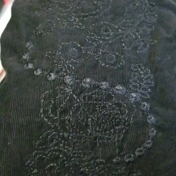 Jessica long sleeve black embroidered corduroy button down shirt size 10 EUC - Picture 11 of 12